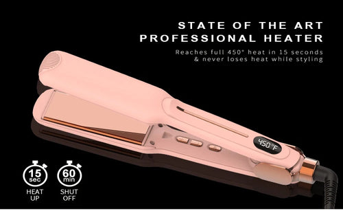 2025 Professional New Pink Titanium Flat Iron Custom Logo 480 Electric Ionic Infrared Salon Hair Straightener Universal Voltage